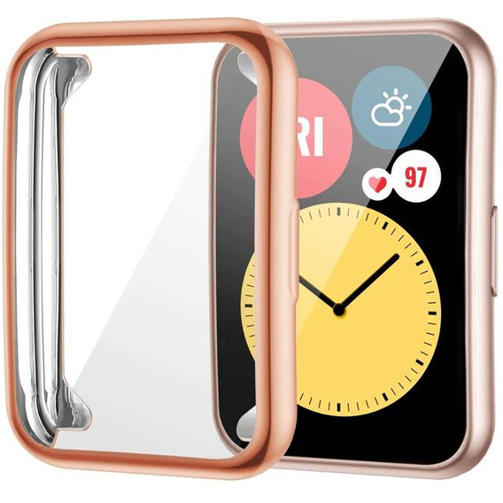 Etui z wbudowanym szkłem do Huawei Watch Fit, Rose Gold