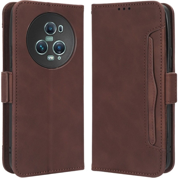Откидной чехол для Honor Magic 5 Pro 5G, Card Slot, коричневый