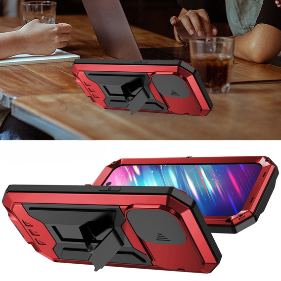 Чехол для iPhone 14 Pro, R-JUST CamShield Slide, бронированный, красный / черный