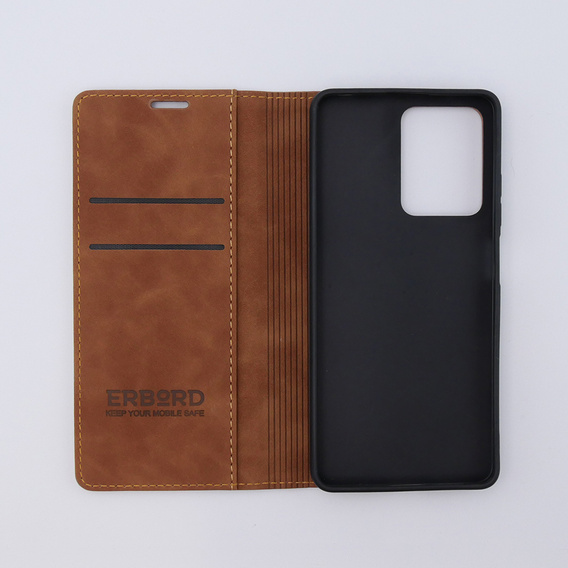 Чохол для Xiaomi Redmi Note 12 5G / Poco X5 5G, ERBORD Vintage, гаманець з клапаном, коричневий