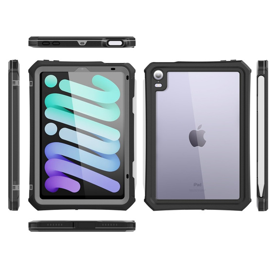 Водонепроникний чохол IP68 для iPad mini 8.3" 2021 (6 gen.) / iPad mini 8.3" 2024 (7 gen.), чорний
