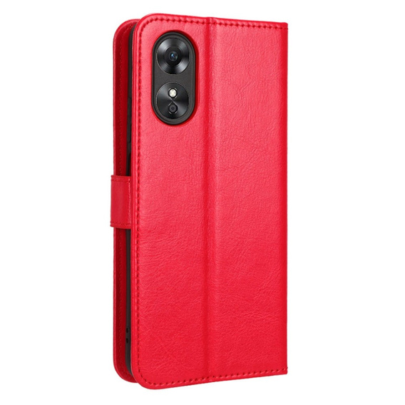 Футляр з клапаном для Oppo A17, Crazy Horse Wallet, червоний