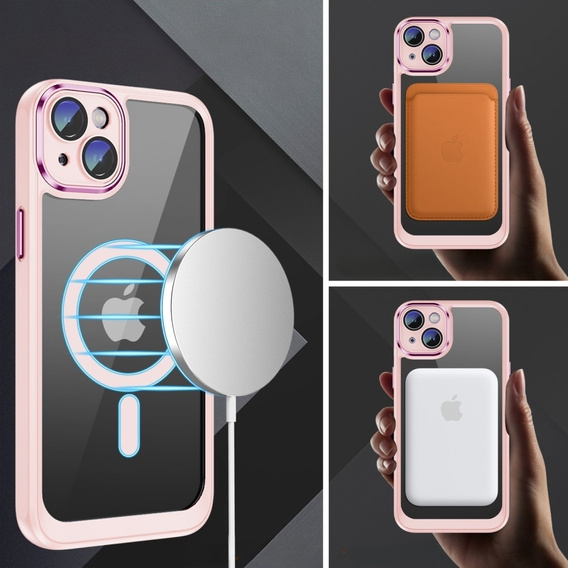 Чохол для iPhone 15 Plus, ERBORD Impact Guard, MagSafe, рожевий