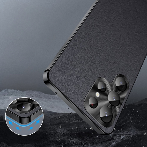 Кожаный чехол для Samsung Galaxy S24 Ultra, с защитой камеры, для MagSafe, черный