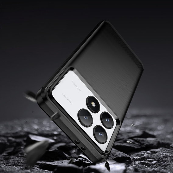 Чехол до Xiaomi Poco F6 Pro, Carbon, чёрный