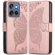 Откидной чехол для Motorola Edge 50 Neo / Motorola ThinkPhone 25, Butterfly, розовый rose gold