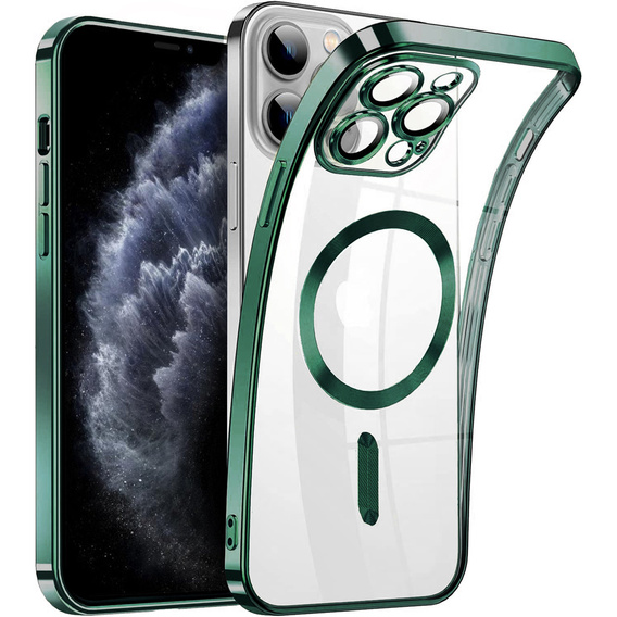 Чехол для iPhone 11 Pro, Electro MagSafe, зелёный + стекло для экрана