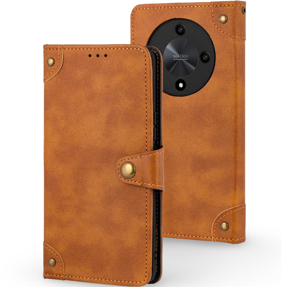 Флип-кейс для Honor Magic 6 Lite 5G, Split Leather, оранжевый
