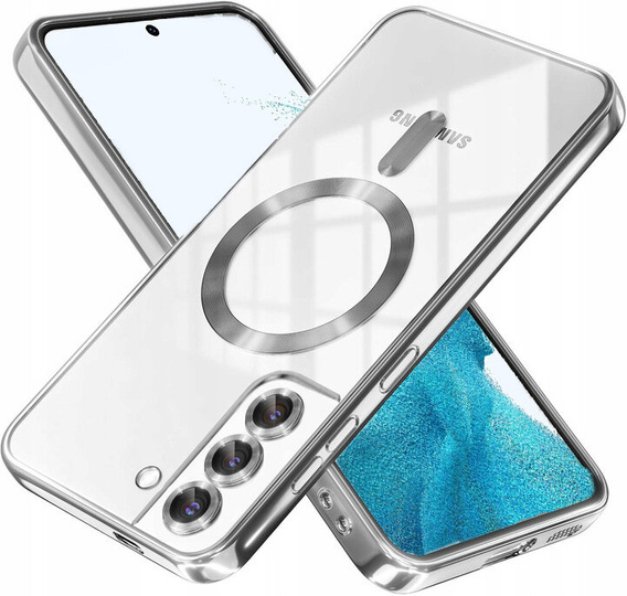 Чохол для Samsung Galaxy S22, Electro MagSafe, сріблястий + Скло на екран