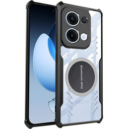 Чохол для Oppo Reno 13, з магнітною пластиною, прозорий / чорний