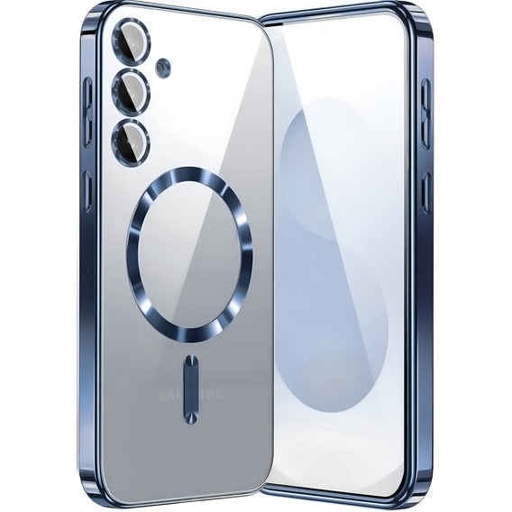 Чехол для Samsung Galaxy S25, Electro MagSafe, темно-синий + стекло для экрана