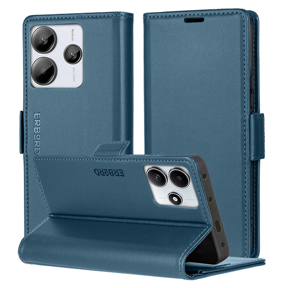 Чохол для Xiaomi Redmi Note 14 5G, ERBORD Glossy Litchi, гаманець з клапаном, м'яти