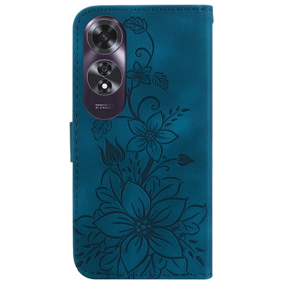Откидной чехол для Oppo A60, Lily Flower, темно-синий