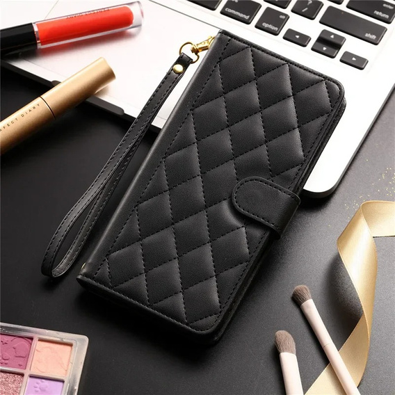 Чохол-сумка для Samsung Galaxy A16, Rhombus Crossbody Leather, чорний