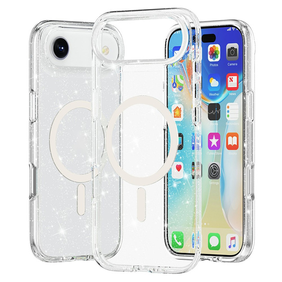 Чехол для iPhone Air, для MagSafe, глиттер, прозрачный