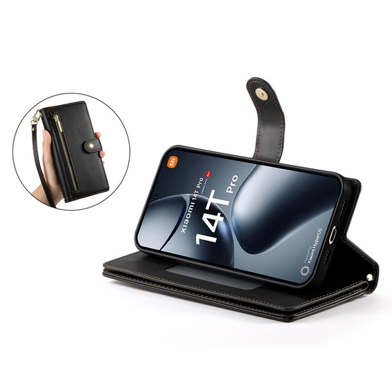 Чохол-книжка для Xiaomi 14T Pro, Wallet Zipper Pocket, чорний