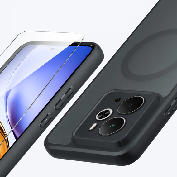 Чехол для Realme 14 5G / Realme 14T 5G, для MagSafe, ERBORD Matt Case, чёрный + стекло для экрана