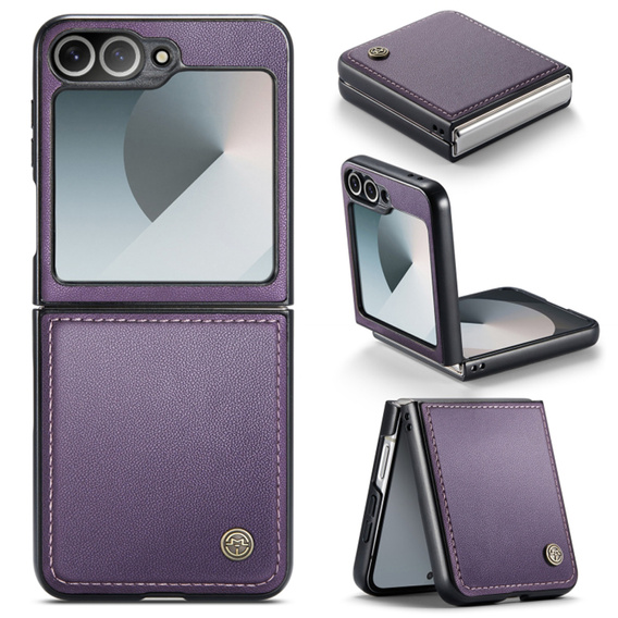 Чехол для Samsung Galaxy Z Flip7 FE / Z Flip6, CASEME Litchi Leather, фиолетовый