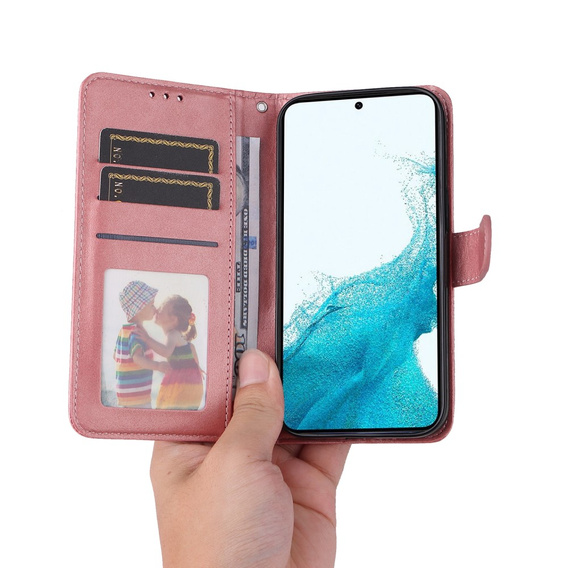 Откидной чехол для Samsung Galaxy A34 5G, Leather Wallet, розовый rose gold