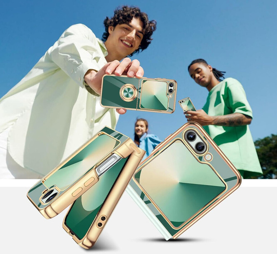 Чехол до Samsung Galaxy Z Flip7 FE / Z Flip6, Electro Ring, зелёный