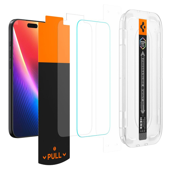 Закаленное стекло Spigen для iPhone 17 Pro Max / 16 Pro Max , Glas.tR "EZ Fit Pro", прозрачное
