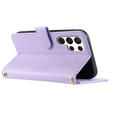 чехол-крышка для Samsung Galaxy S25 Ultra, Rhombus Crossbody Leather, фиолетовый