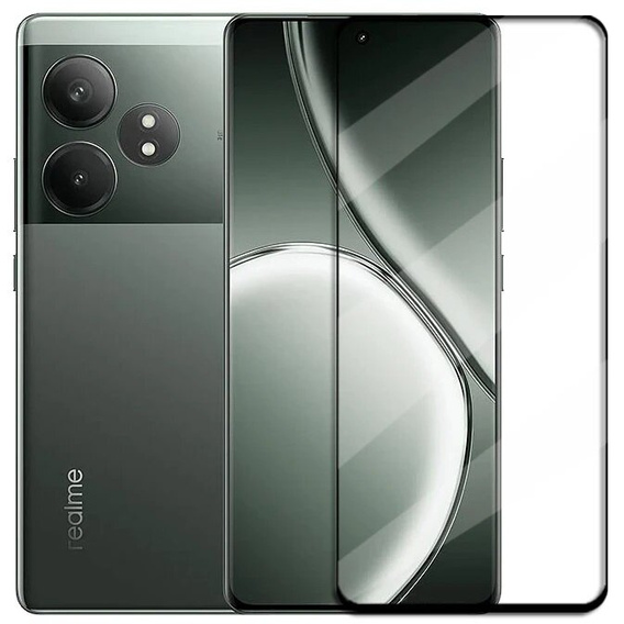 3D загартоване скло для Realme GT 6 / 6T, чорна рамка