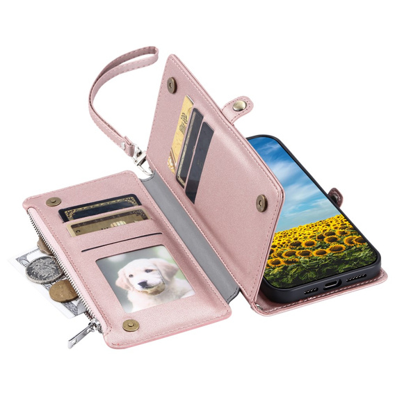 Откидной чехол для Xiaomi Redmi 14C / Xiaomi Poco C75, Wallet Zipper Pocket, розовый