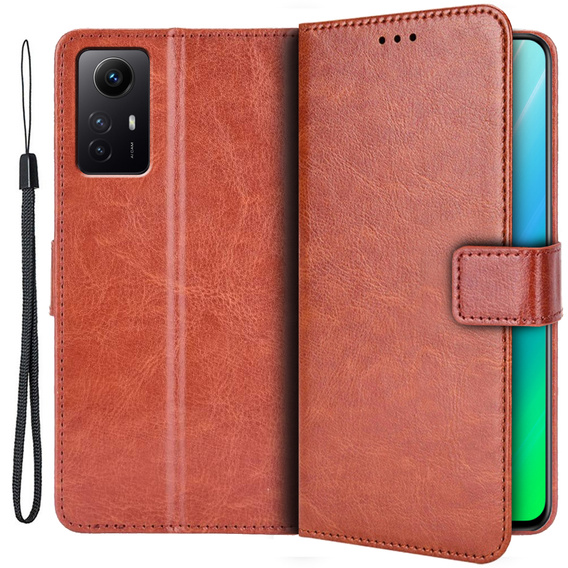 Откидной чехол для Xiaomi Redmi Note 12S, Wallet, коричневый