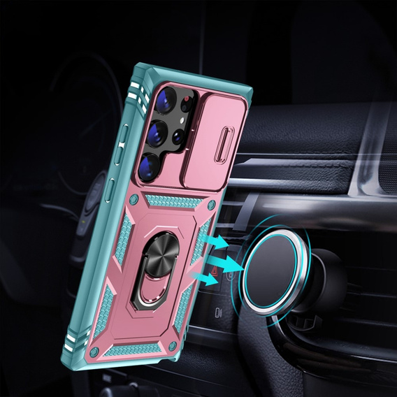 Чохол NOX Camera Slide Samsung Galaxy S24 Ultra, CamShield Slide, зелений / рожевий