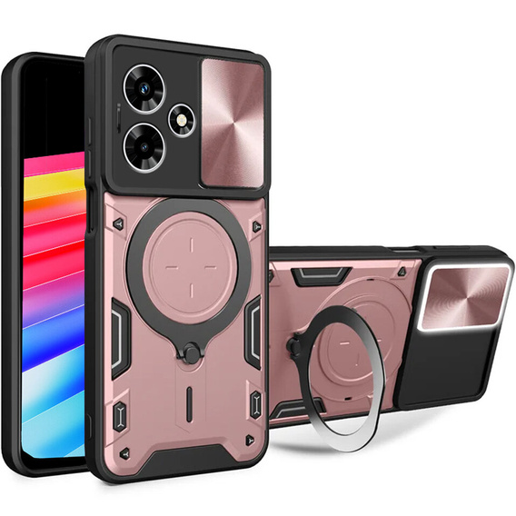 Бронированный чехол для Infinix Hot 30 4G, CamShield Slide,  розовый rose gold 