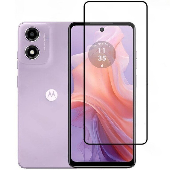 Закаленное стекло 3D для Motorola Moto E14, чёрная рама