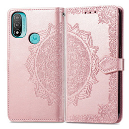 Чохол-книжка для Motorola Moto E20/E30/E40, Mandala, рожевий rose gold
