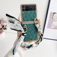 Чохол для Samsung Galaxy Z Flip4 5G, Grid Leather, зелений