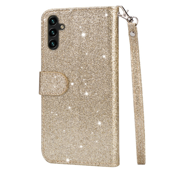 Чохол-книжка для Samsung Galaxy A36 5G, Wallet Zipper Pocket Glittery, золотий