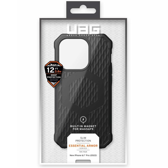Чoхол Urban Armor Gear до iPhone 14 Pro, Essential Armor MagSafe, чорний