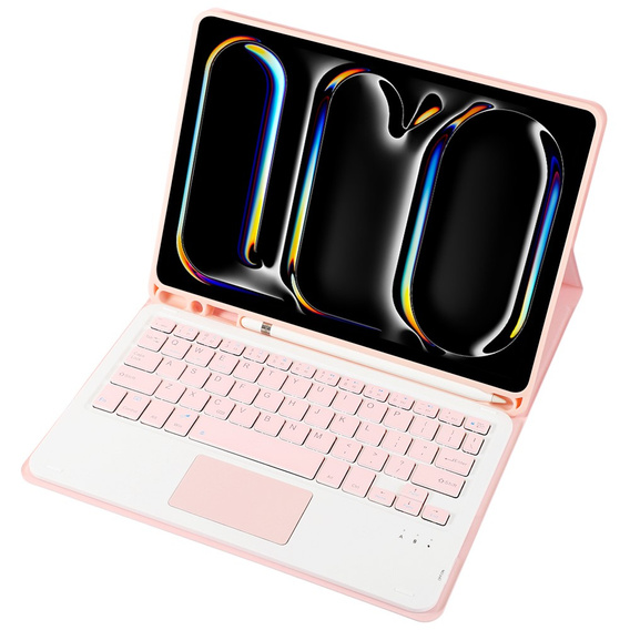 Чехол + клавиатура Apple iPad Pro 11" 5 gen. 2024, Leather Pen Slot TouchPad, розовый