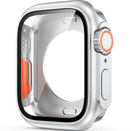 2в1 чехол и защитное стекло для часов Apple Watch 7/8 45MM, Silver/Orange