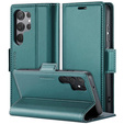 Чехол для Samsung Galaxy S25 Ultra, ERBORD Glossy Litchi, кошелек с клапаном, зелёный
