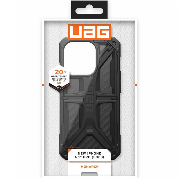 чохол Urban Armor Gear для iPhone 15 Pro, Monarch, carbon чорний