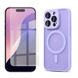 Чехол для iPhone 16 Pro, для MagSafe, ERBORD Matt Case, фиолетовый + стекло для экрана