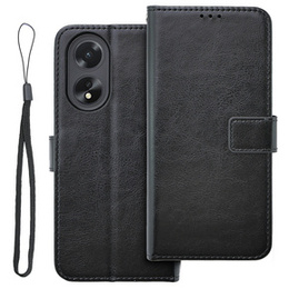 Откидной чехол для Oppo A38 4G / Oppo A18 4G, Crazy Horse Wallet, чёрный