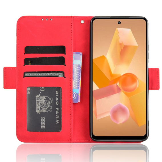 Футляр з клапаном для Infinix Hot 40i, Card Slot, червоний
