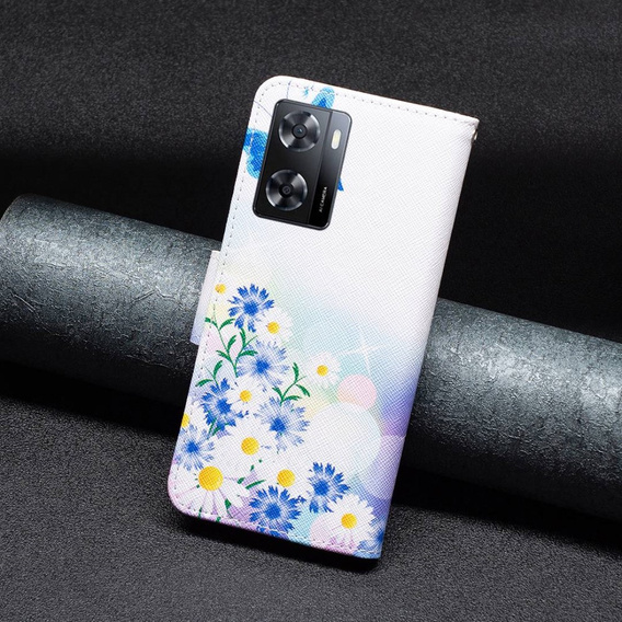 Чохол-книжка для OPPO A57 / A57s, Wallet, butterfly & flowers, білий