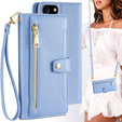Откидной чехол для iPhone 16E, Wallet Zipper Pocket, синий