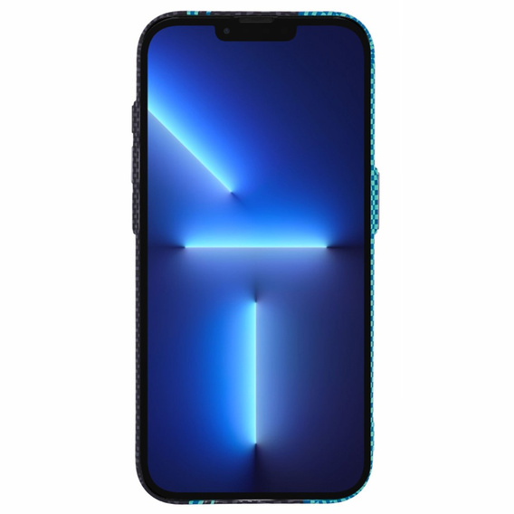 Чохол для iPhone 13 Pro Max, Carbon Fiber MagSafe, чорний / синій