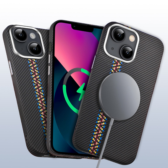 Чехол для iPhone 13, Carbon Fiber MagSafe, чёрный