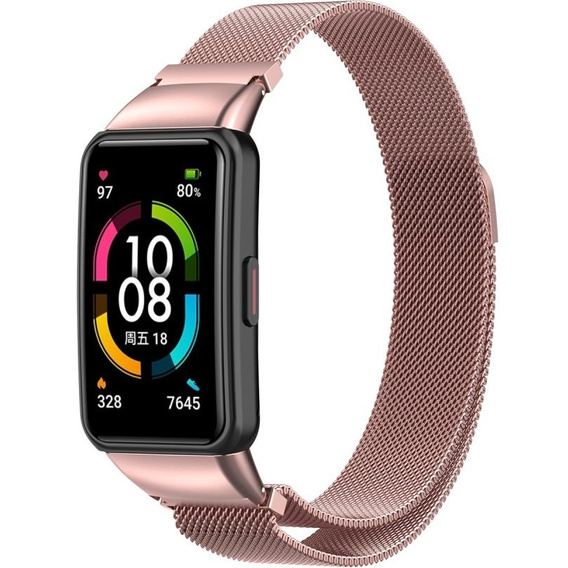 Браслет Milanese Fine Mash 2 до Huawei Band 6 / Honor Band 6, Rose Gold