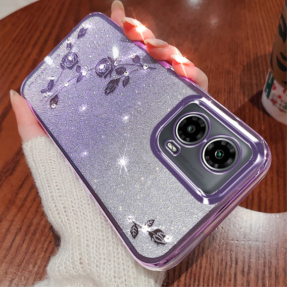 Чохол для Motorola Moto G24 / G24 Power / G04, Glitter Flower, фіолетовий