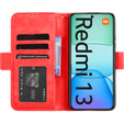 Футляр з клапаном для Xiaomi Redmi 13, Card Slot, червоний